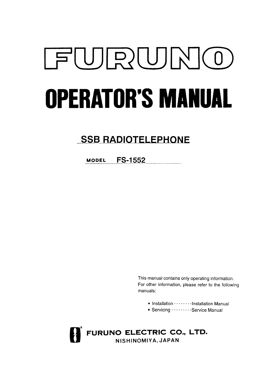 Furuno FS-1552 User Manual