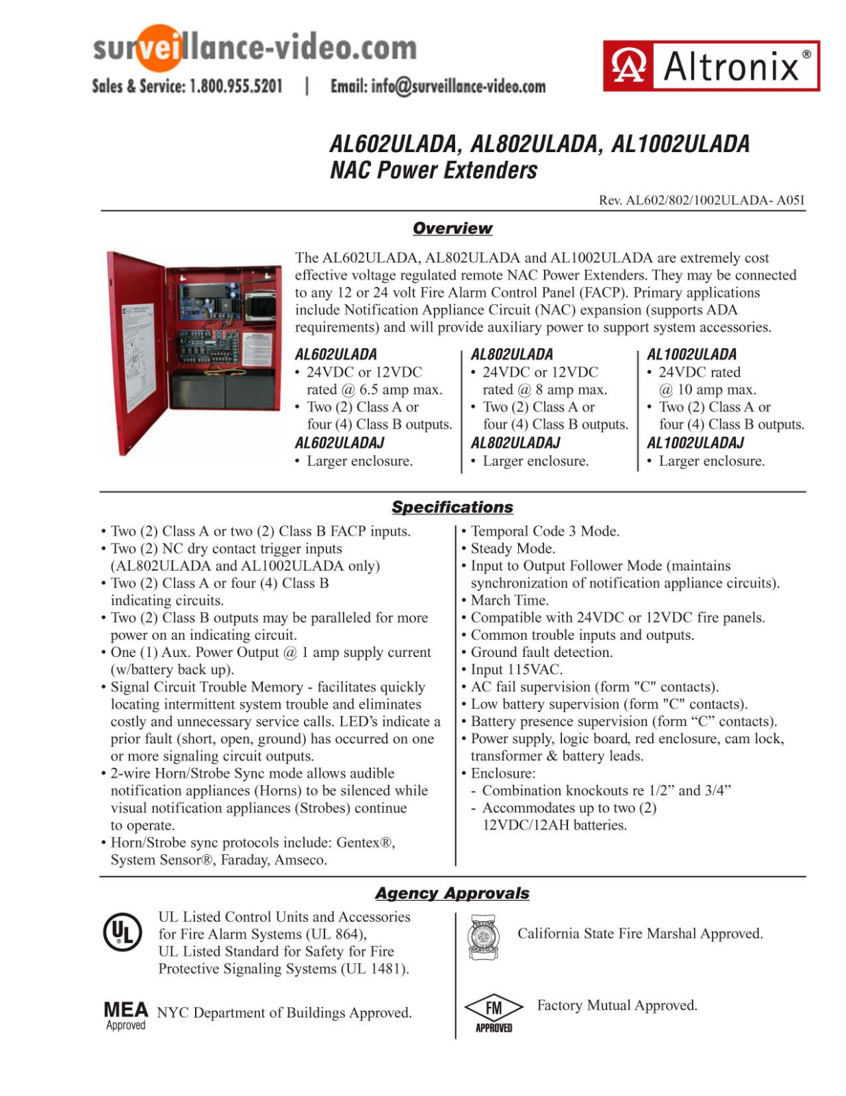 Altronix AL1002ULADA Specsheet