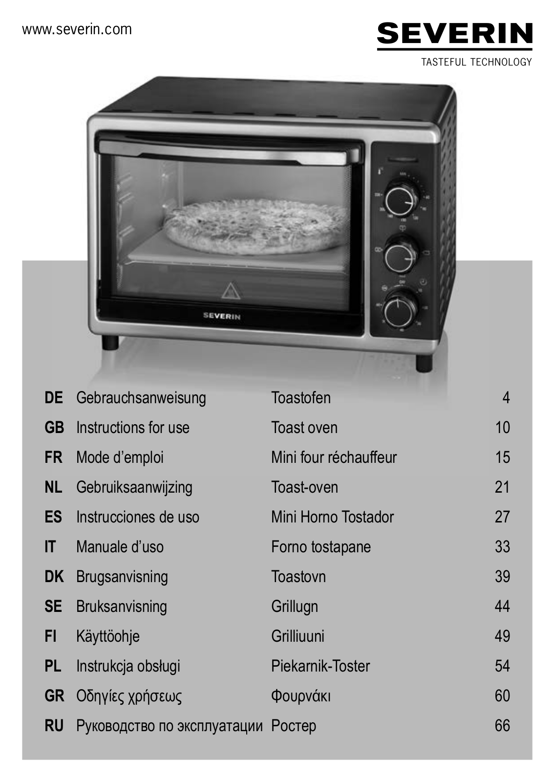 SEVERIN TO 9720 Instructions For Use Manual