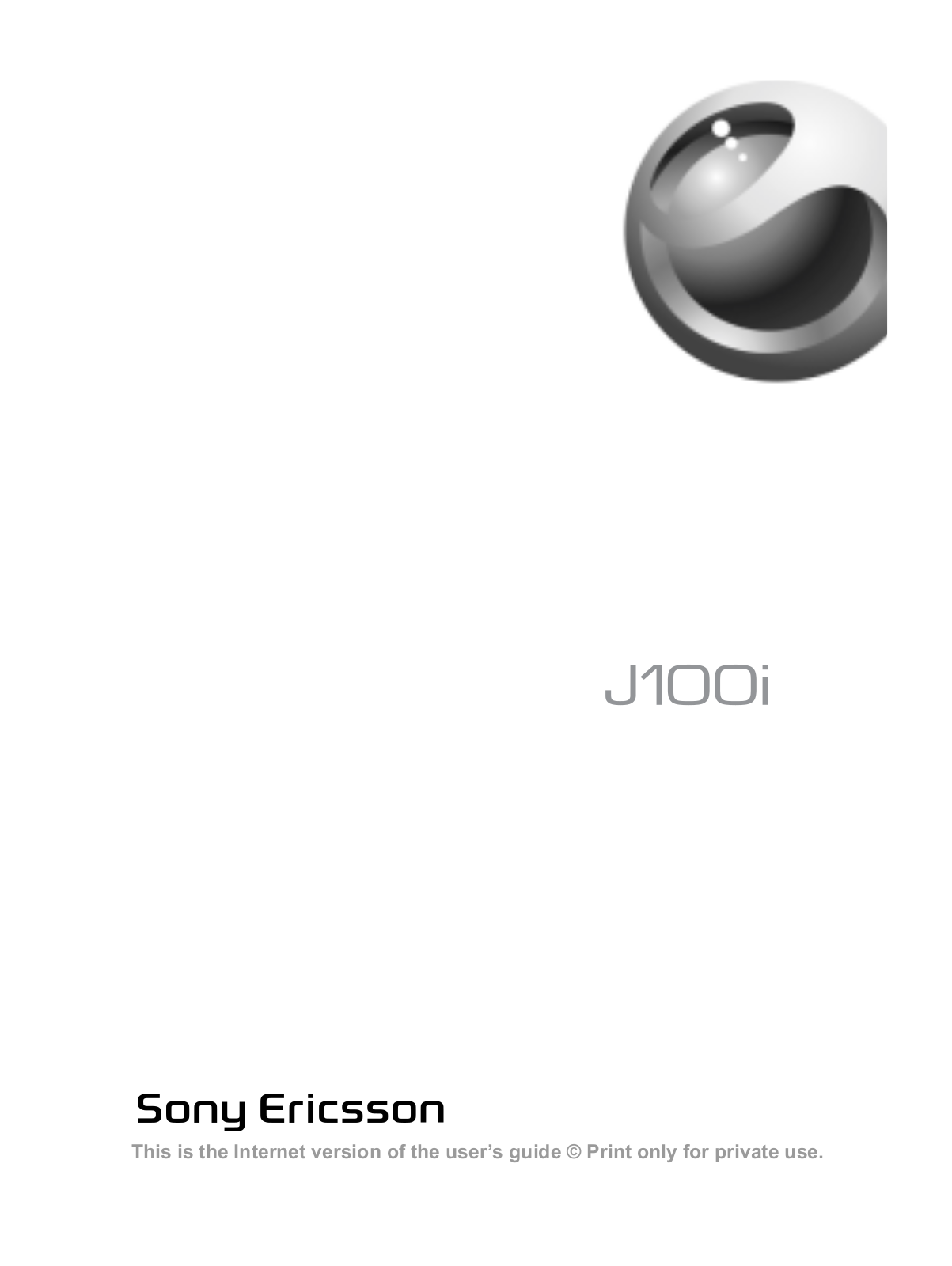 Sony ericsson J100I User Manual