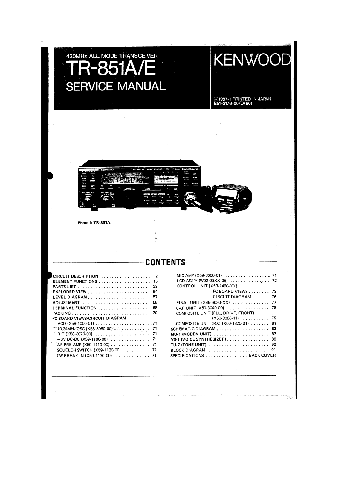 Kenwood TR-851-A, TR-851-E Service manual