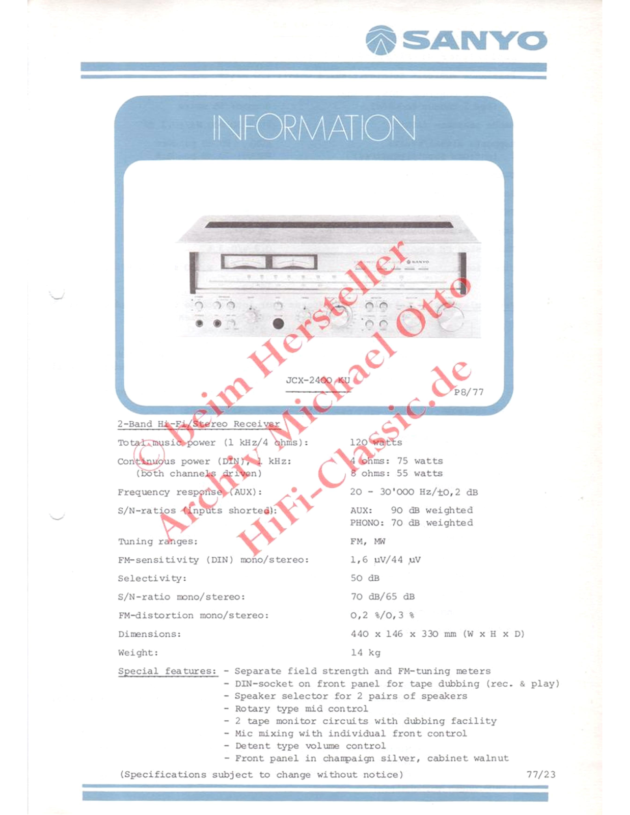 Sanyo JCF-2400KU User guide - ManualMachine.com