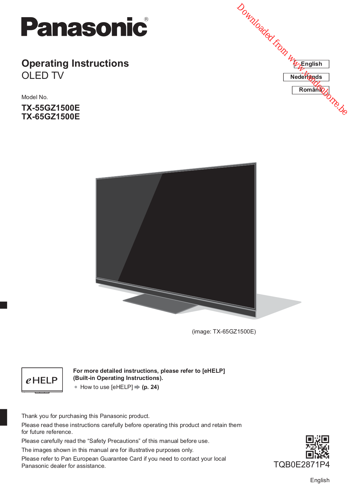 PANASONIC TX-55GZ1500E, TX-65GZ1500E User Manual