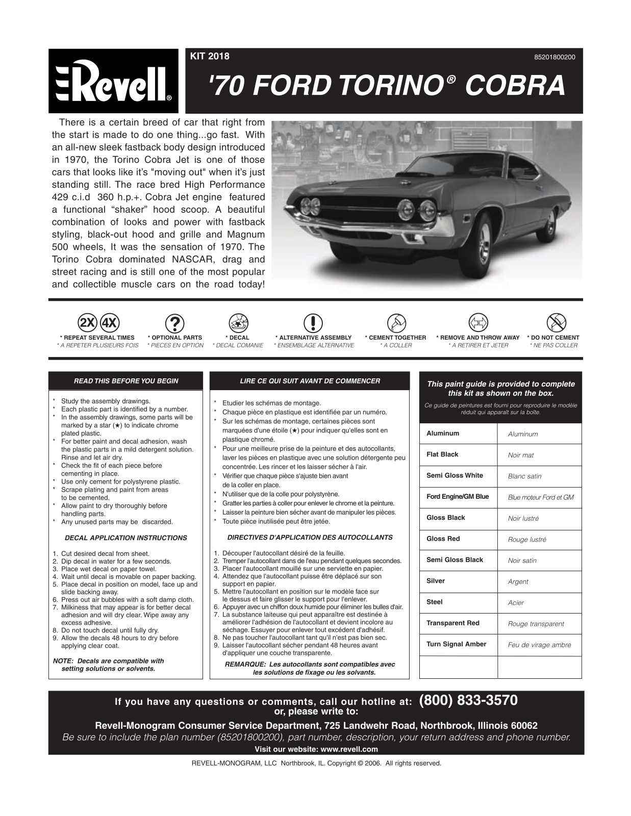 REVELL 1970 Ford Torino Cobra User Manual