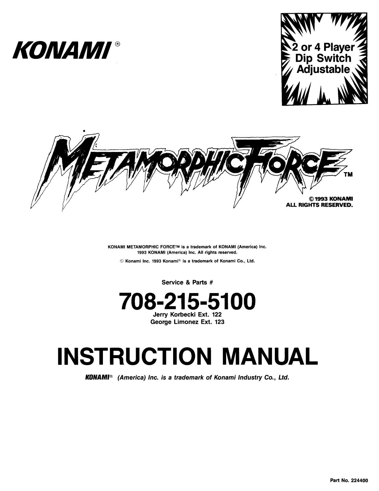 Konami Metamorphic Force User Guide