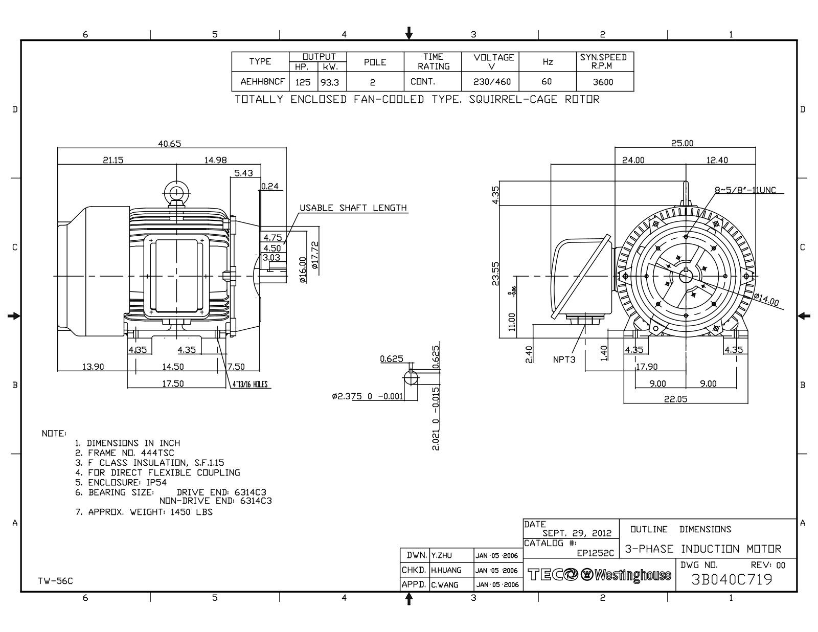 Datasheet EP1252C Reference Drawing (Teco) - ManualMachine.com