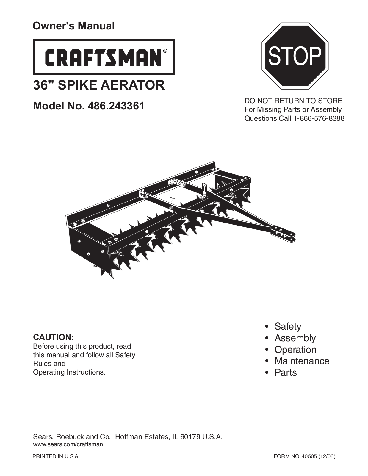 Craftsman 486.243361 User Manual