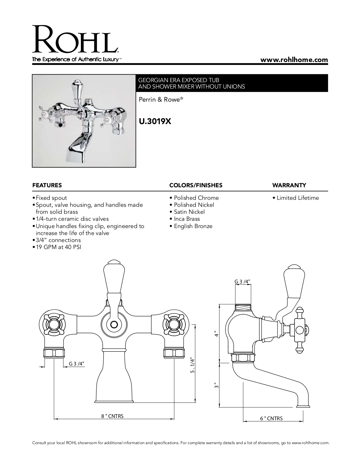 Rohl U3019XEB User Manual