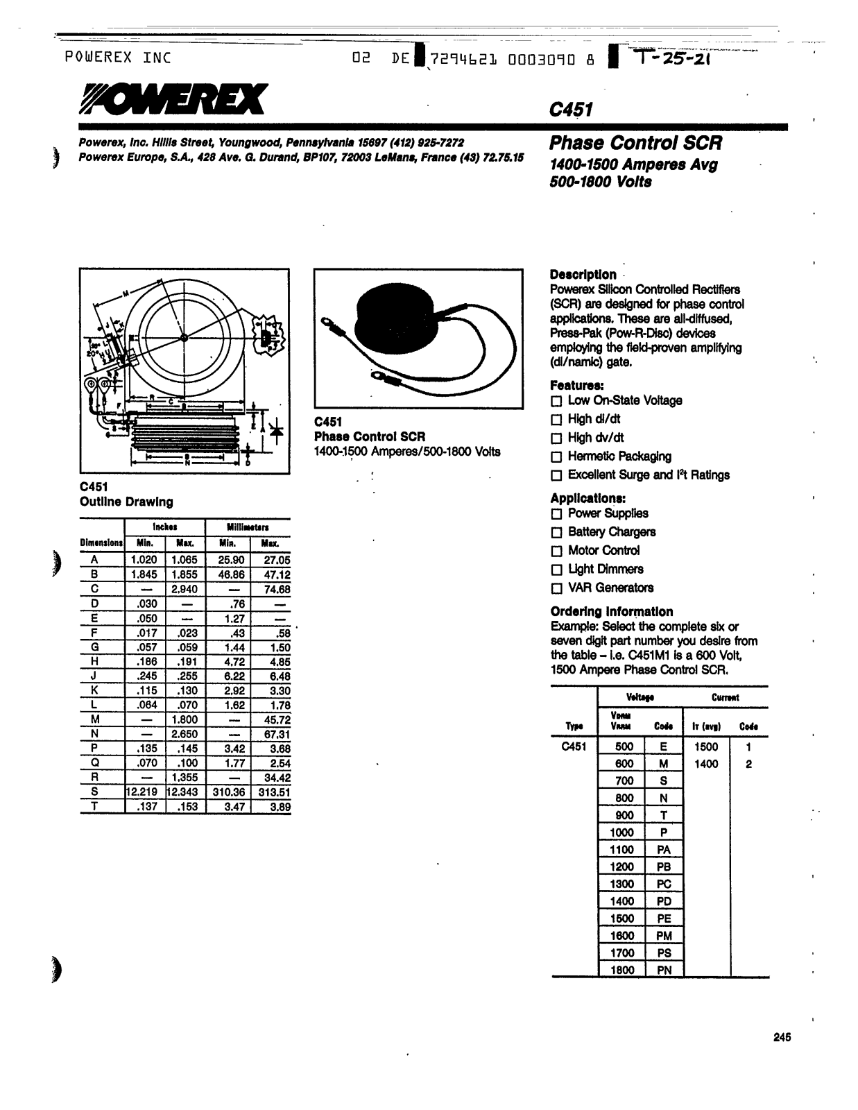 POWEREX C451 User Manual