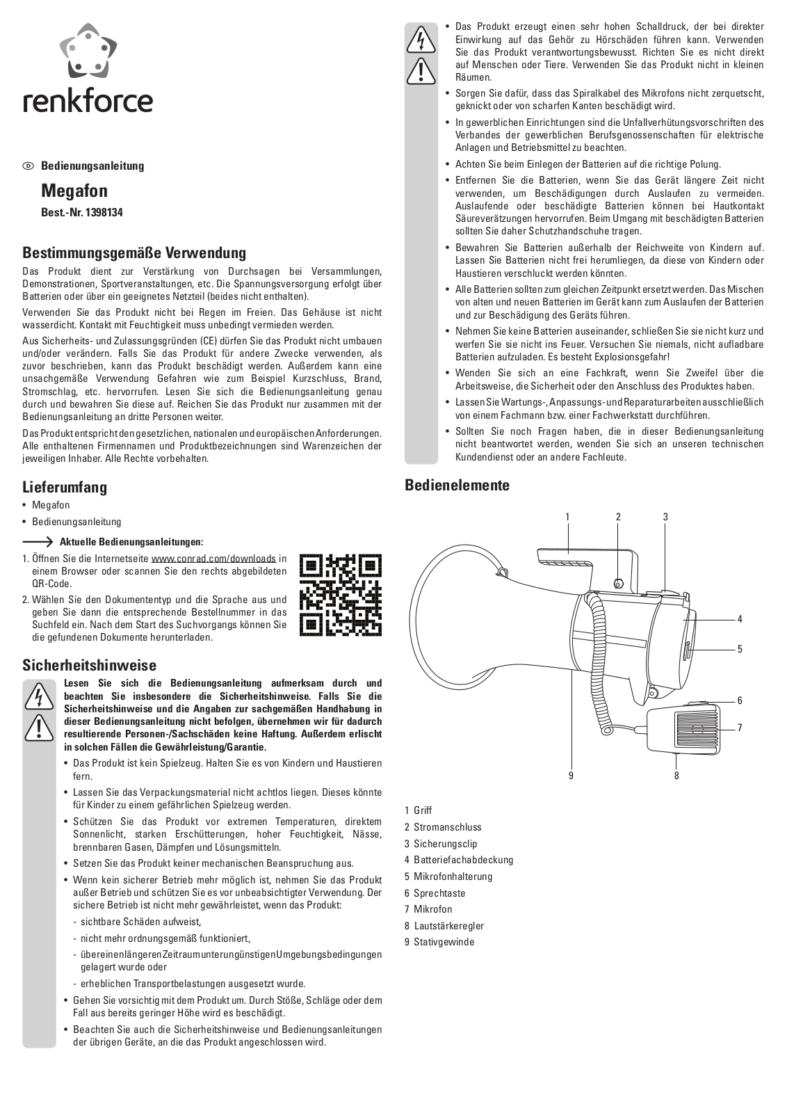 Renkforce 1398134 Operating Instructions