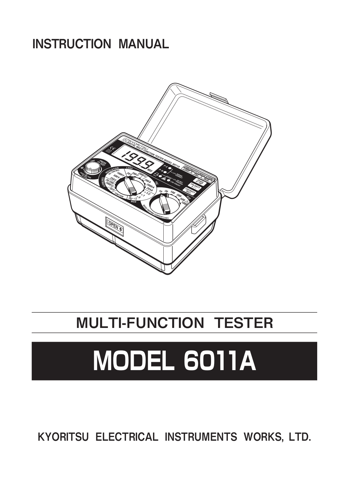 Kyoritsu Electrical Instruments Works, Ltd. 6011A Instruction Manual