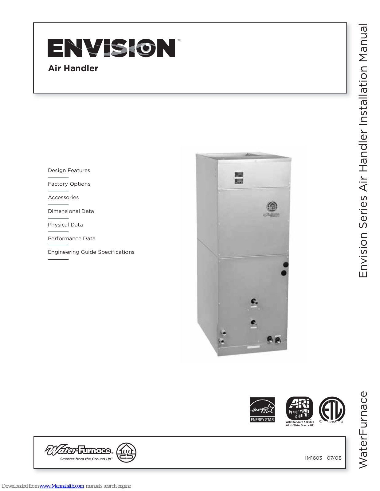 Envision Air Handler, NAH022A*1R, NAH026A*1R, NAH030A*1R, NAH036A*1R Installation Manual