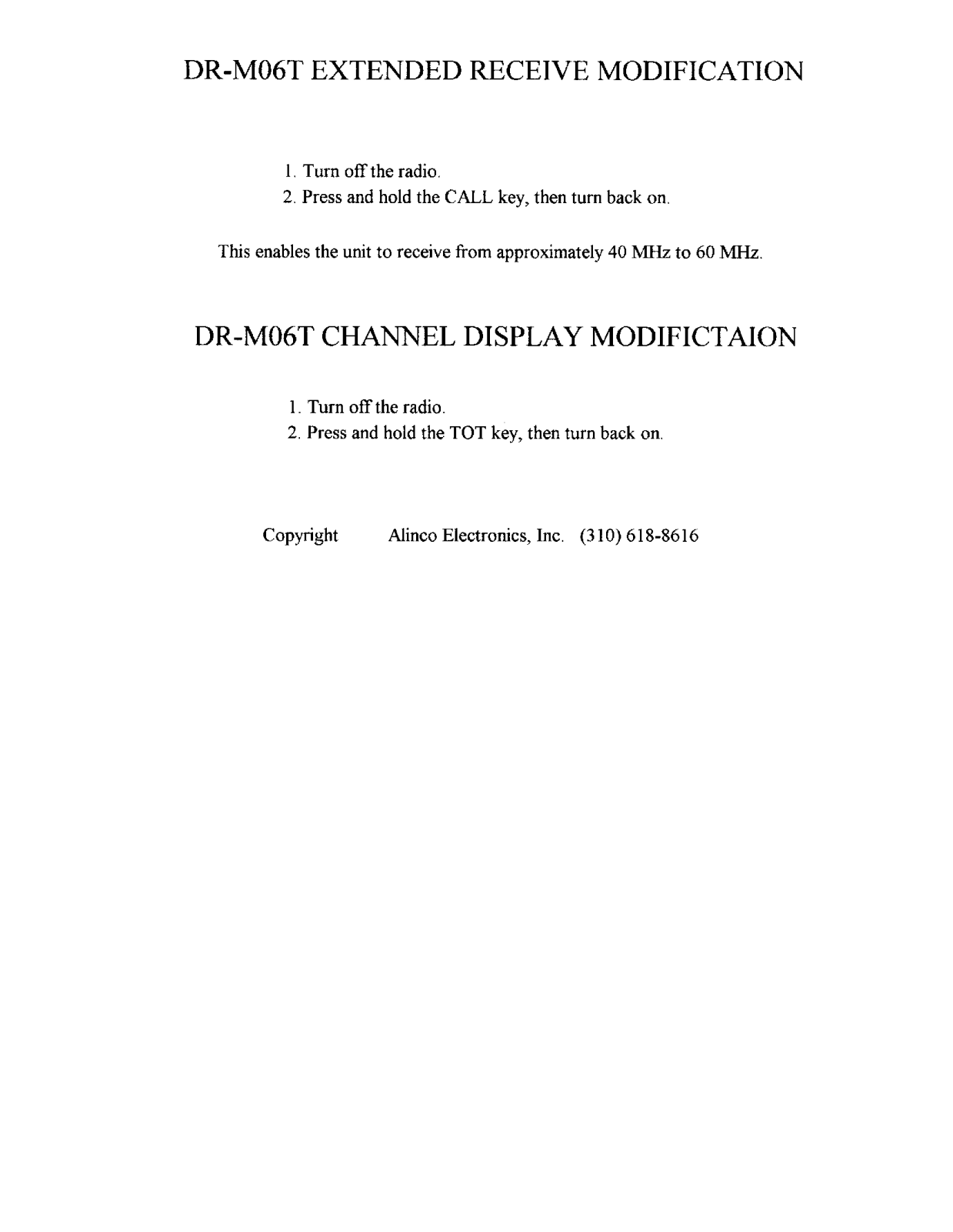 Alinco drm06T User Manual