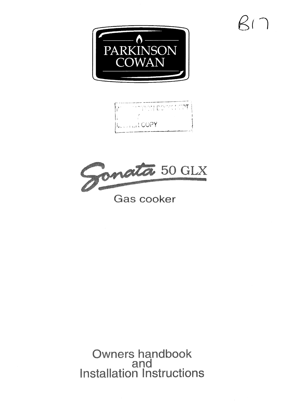 Parkinson Cowan SON50GLXWN, SON50GLXWL, SON50GLXBL, SON50GLXBN User Manual