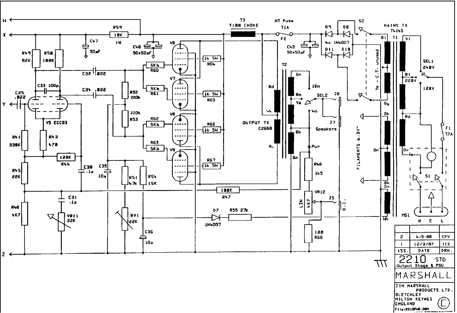 Marshall 2210-Pwr-Amp Schematic