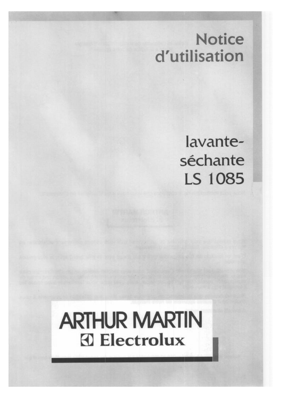 Arthur martin LS1085 User Manual