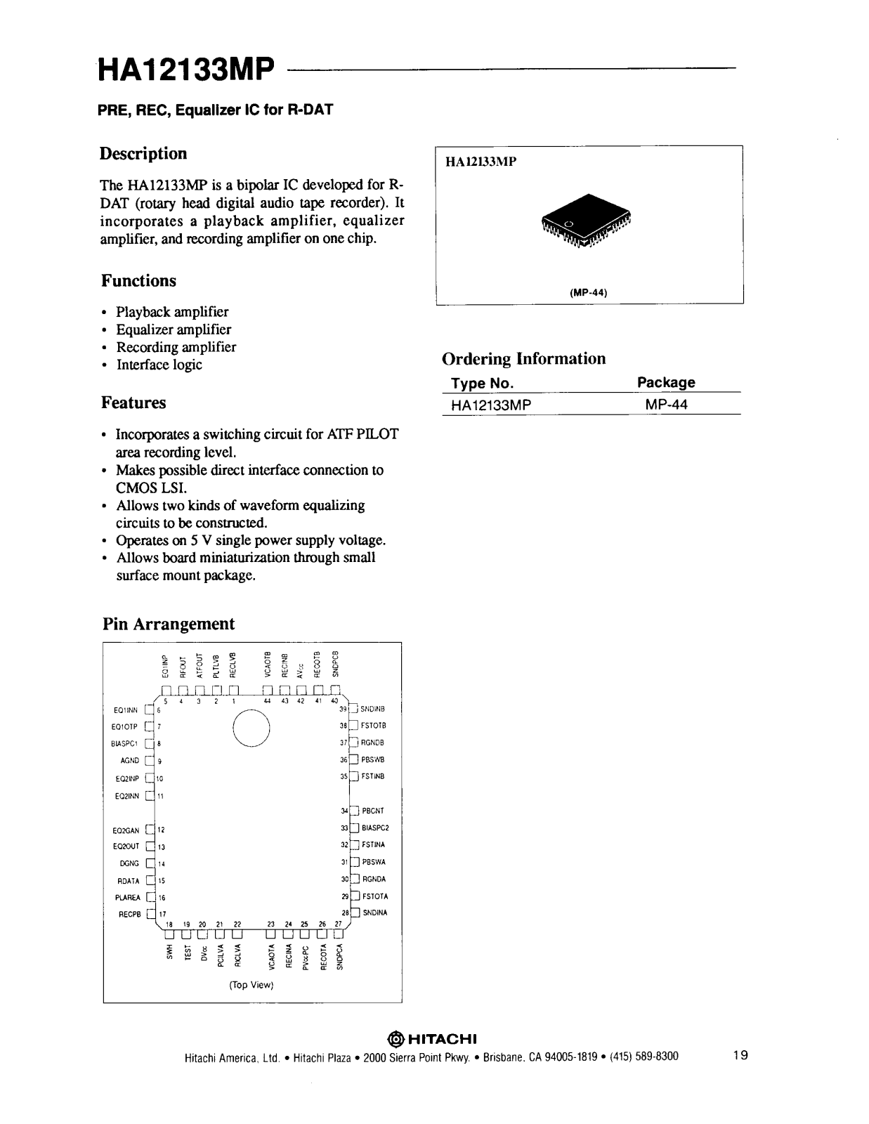 HIT HA12133MP Datasheet