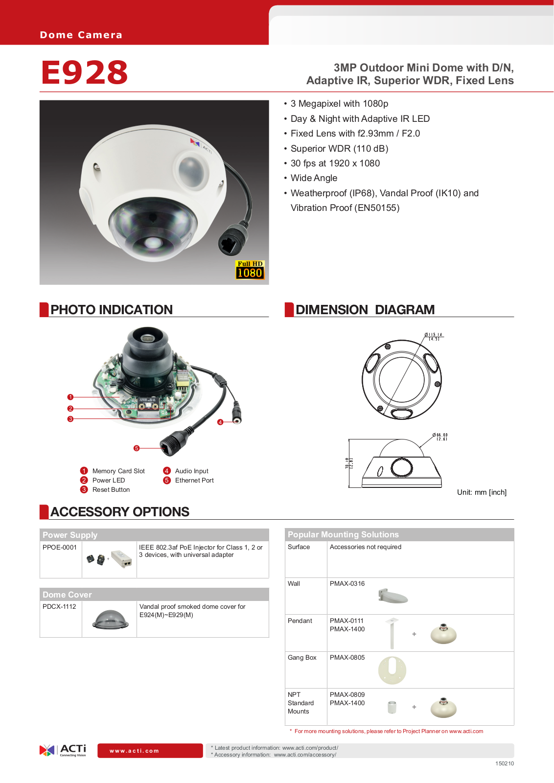 ACTi E928 Specsheet