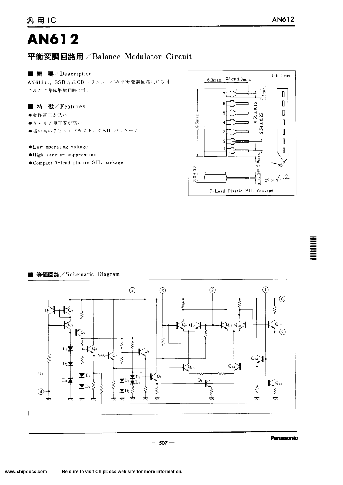 Panasonic AN612 Datasheet