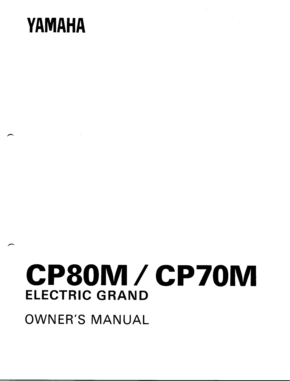 Yamaha CP70M, CP80M Owner's Manual