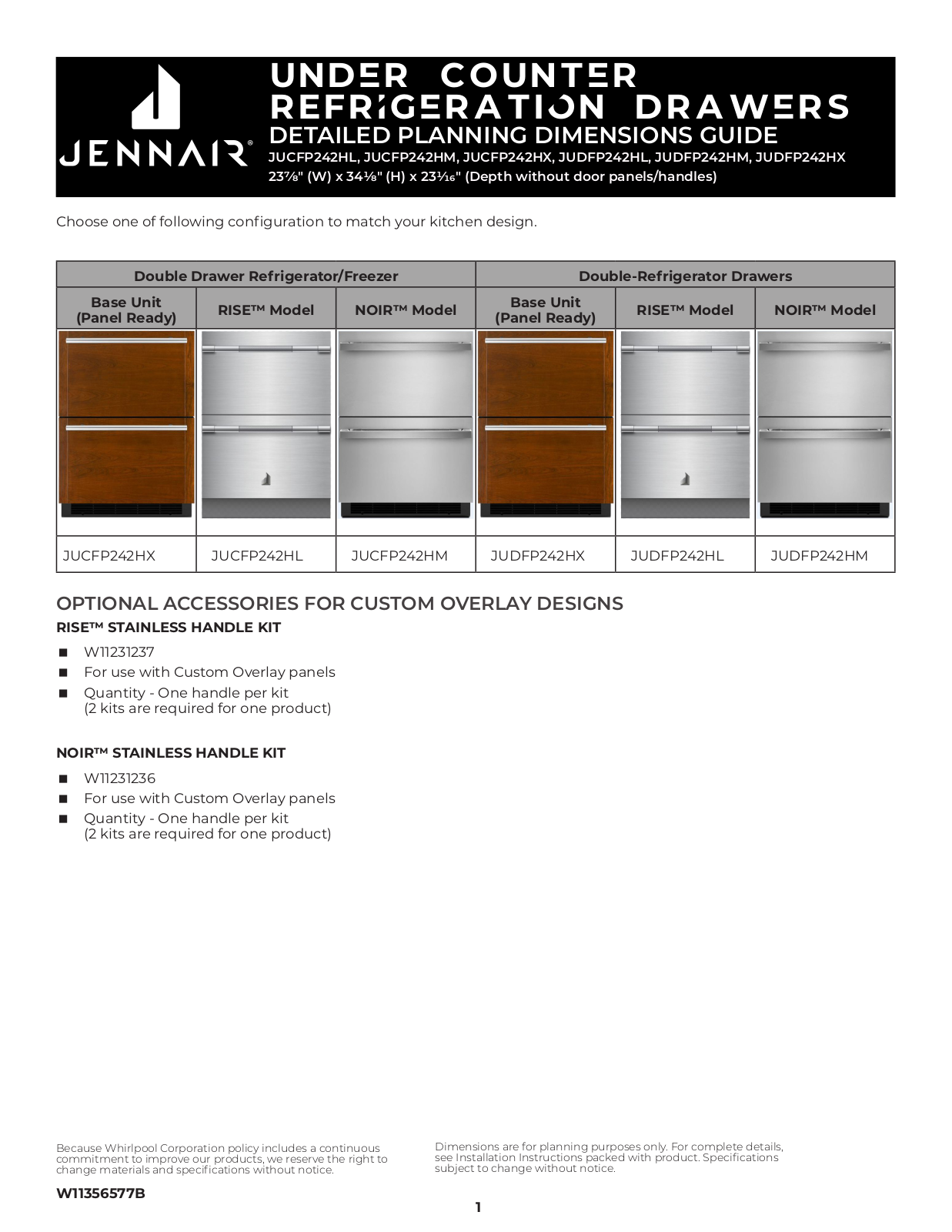 Jenn-Air JUCFP242HL, JUCFP242HM, JUCFP242HX, JUDFP242HL, JUDFP242HM Dimension Guide