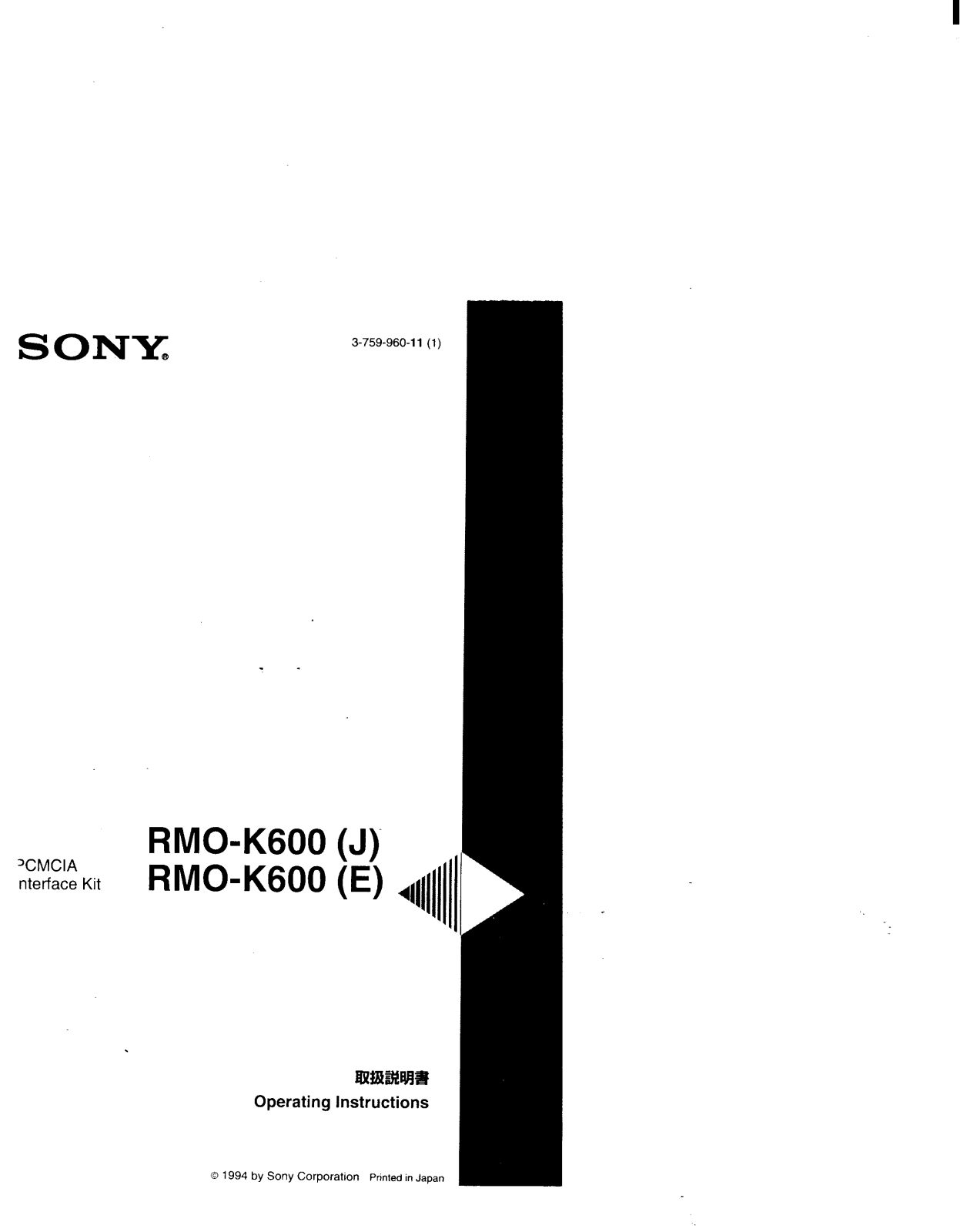 Sony RM-OK600J, RM-OK600E Operating Manual