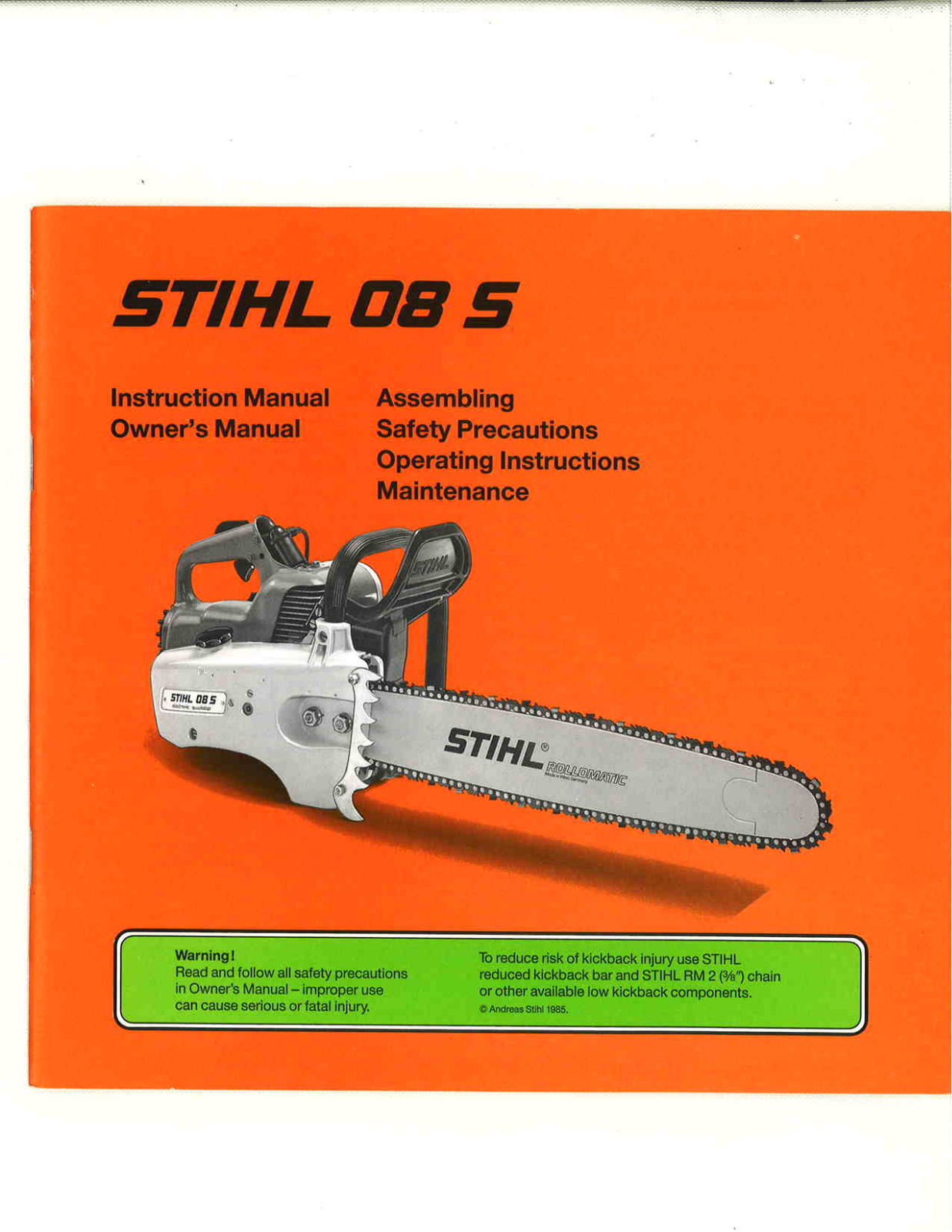 STIHL 08 S Owner's Manual