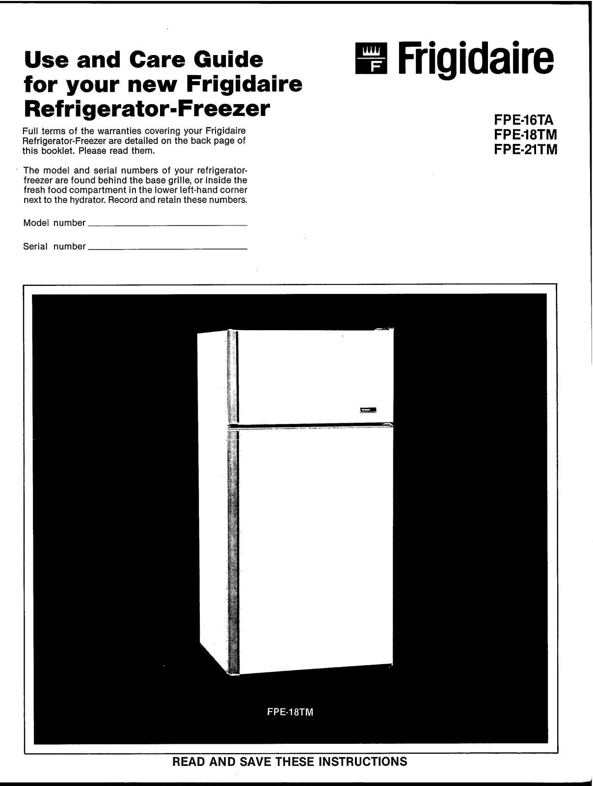 Frigidaire FPE-21TM Owner's Guide