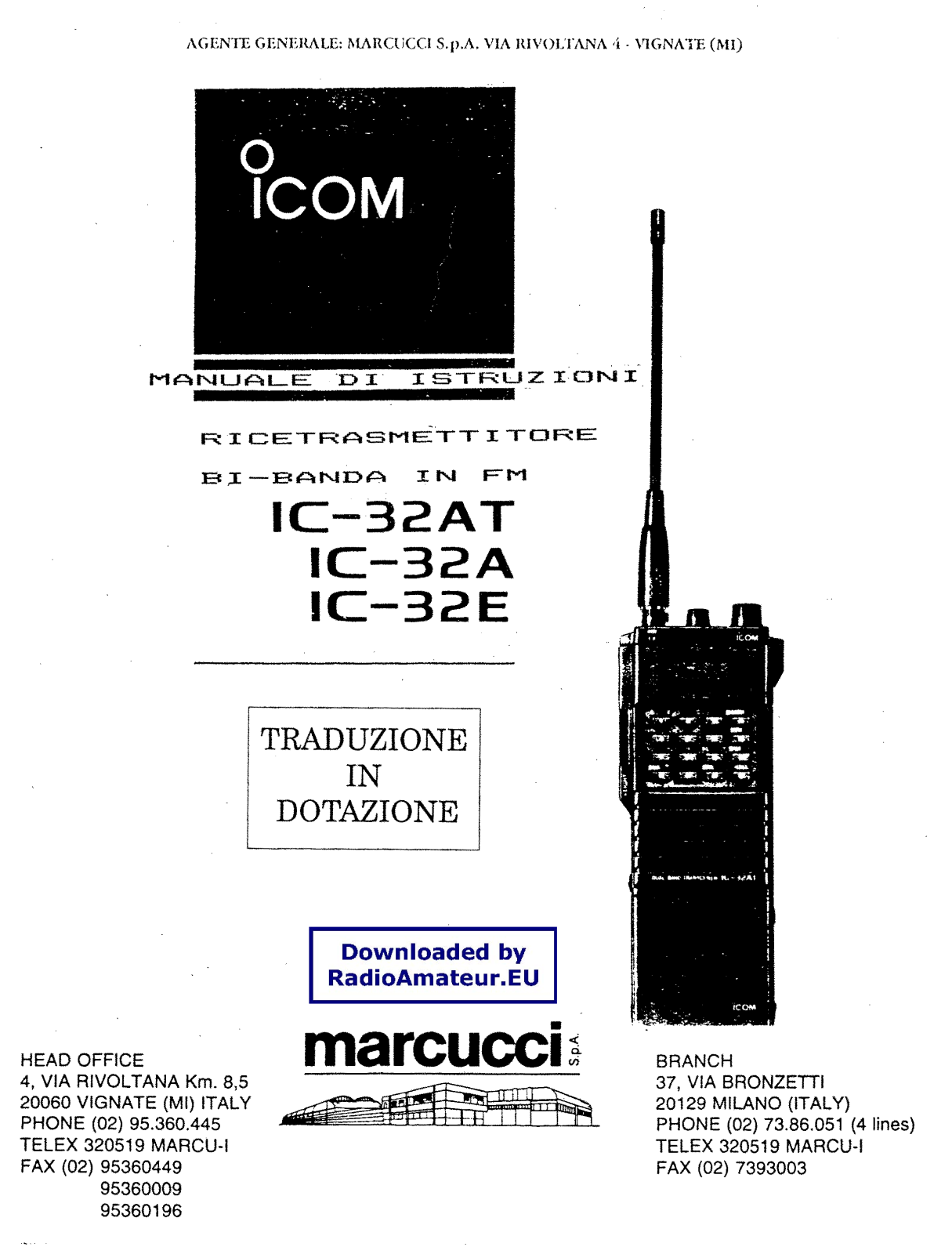 ICOM IC-32A, IC-32AT, IC-32E User guide
