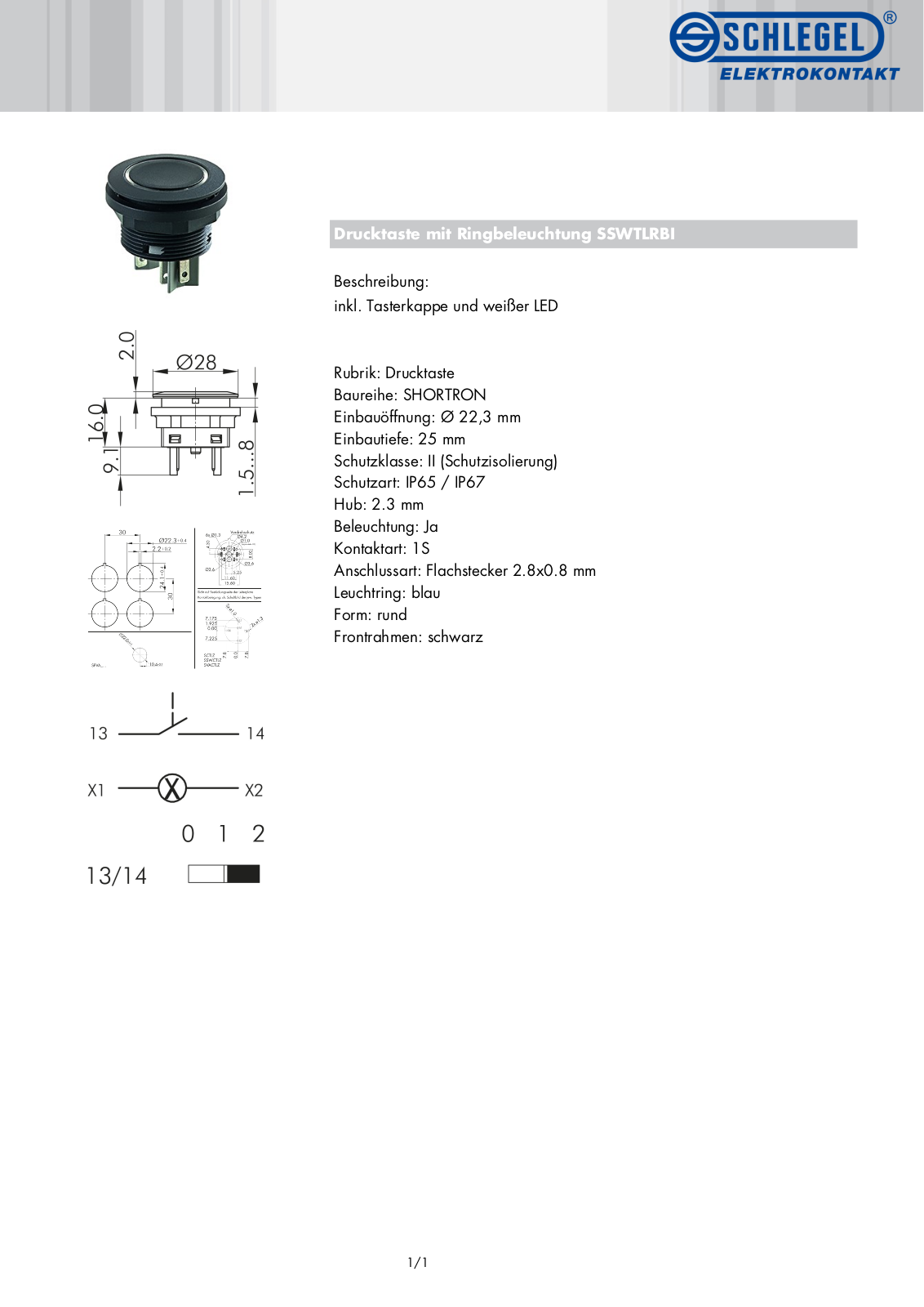 SCHLEGEL SSWTLRB1 Datasheet - ManualMachine.com