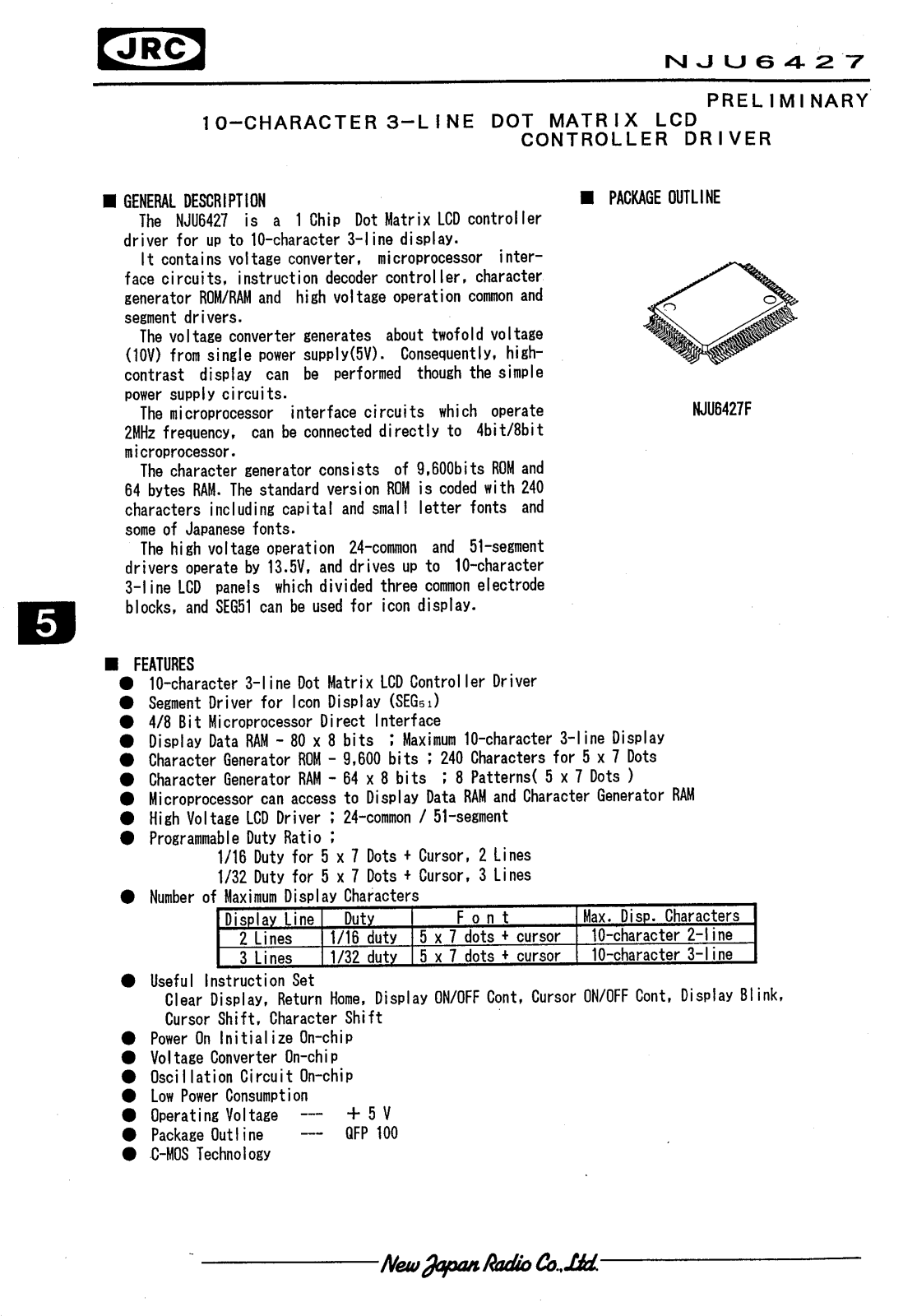 JRC NJU6427F Datasheet