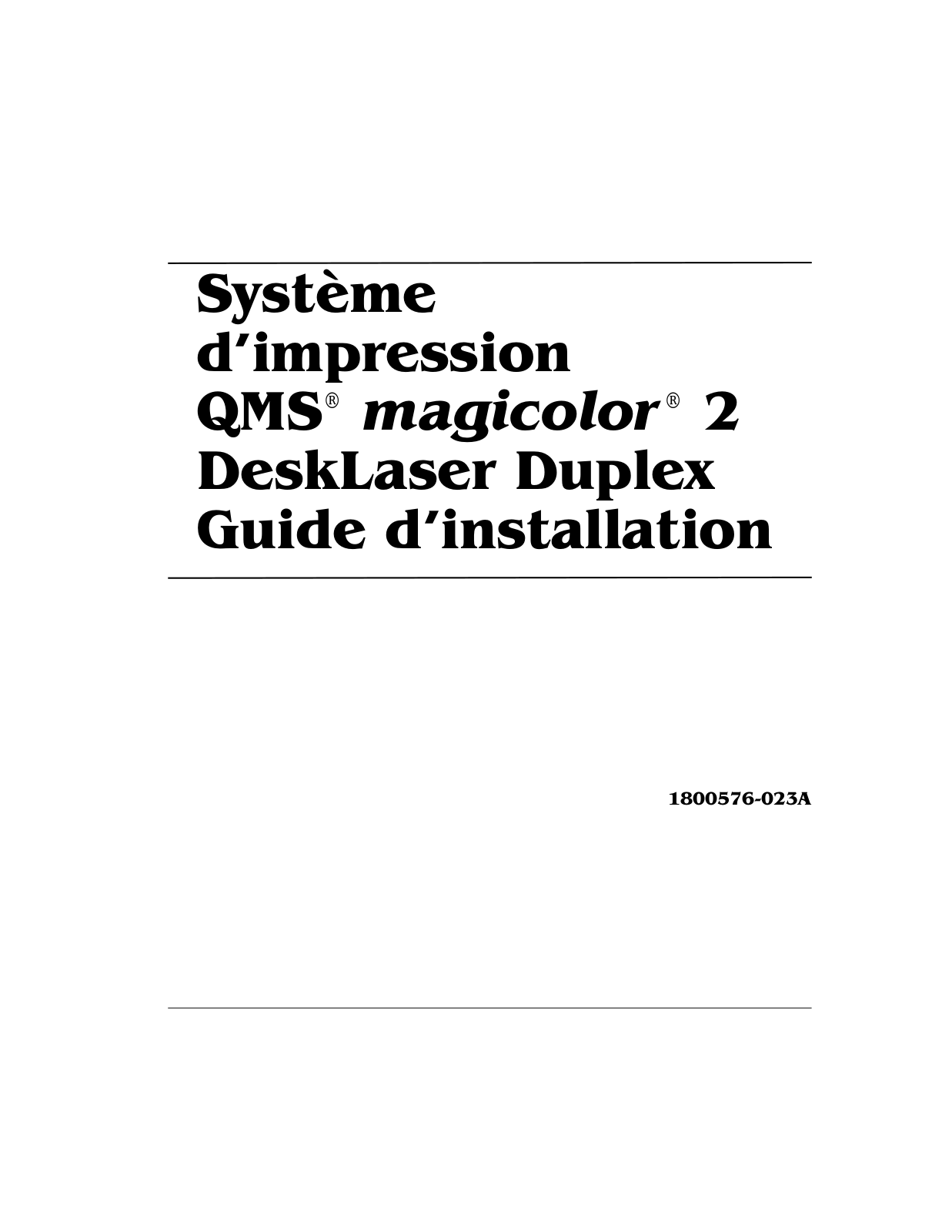 KONICA MINOLTA QMS magic 2 DeskLaser Duplex Installation Guide