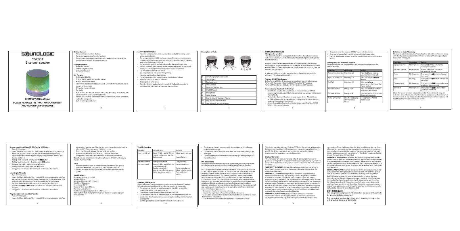 Eurosun 5B309BT Users manual