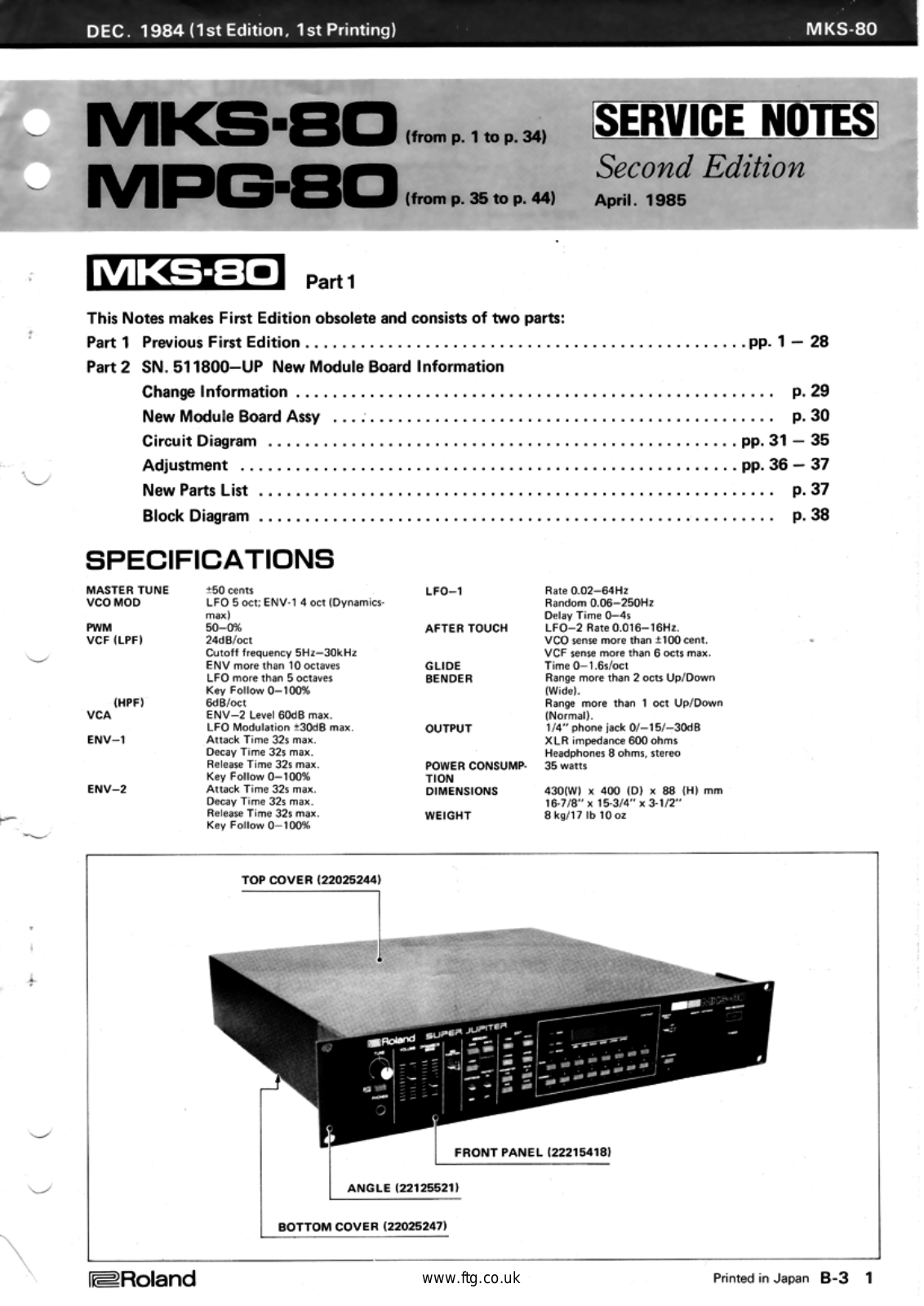 Roland Corporation MKS-80 User's Manual