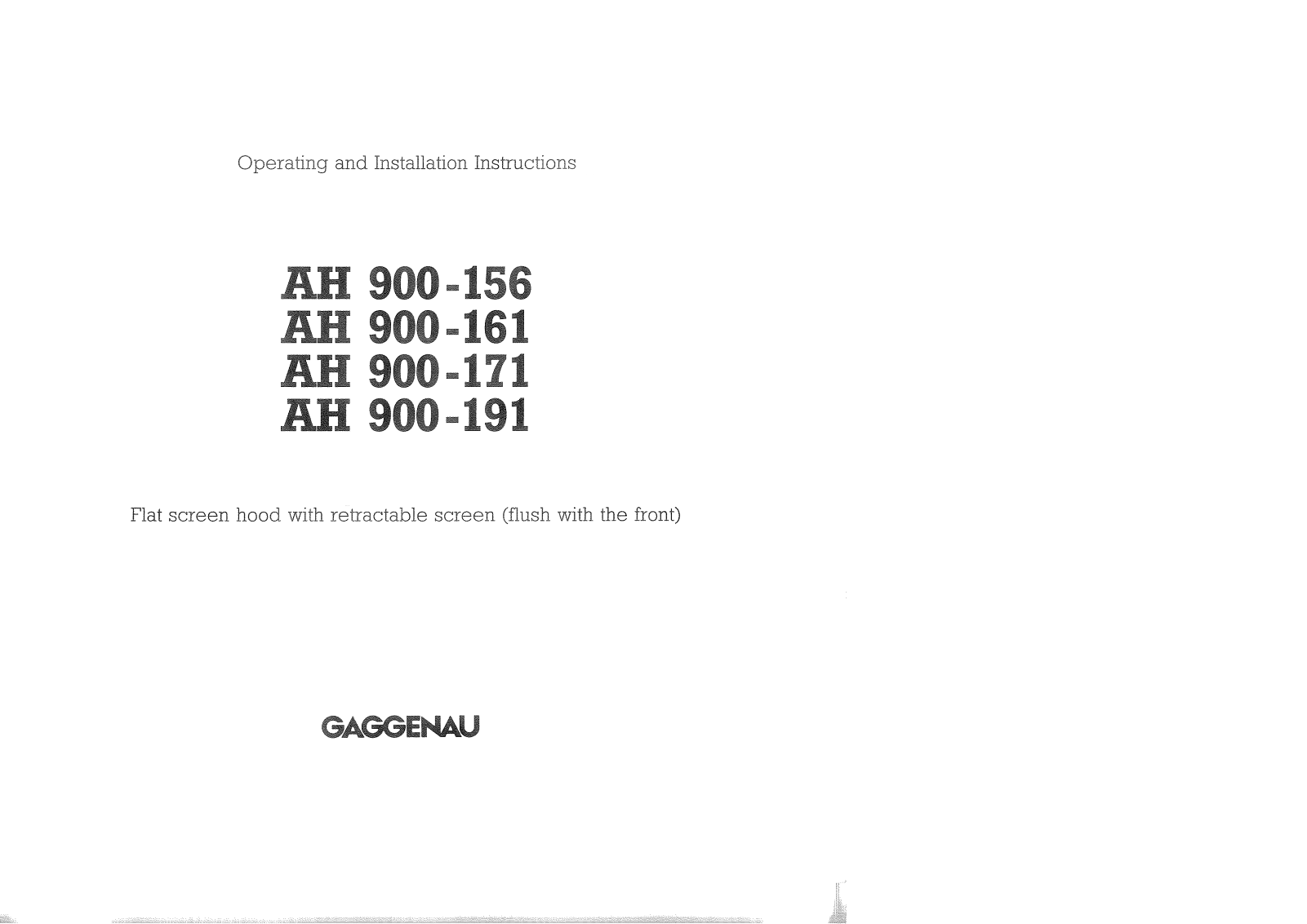 Gaggenau AH 900-156, AH 900-191, AH 900-171, AH 900-161 User Manual