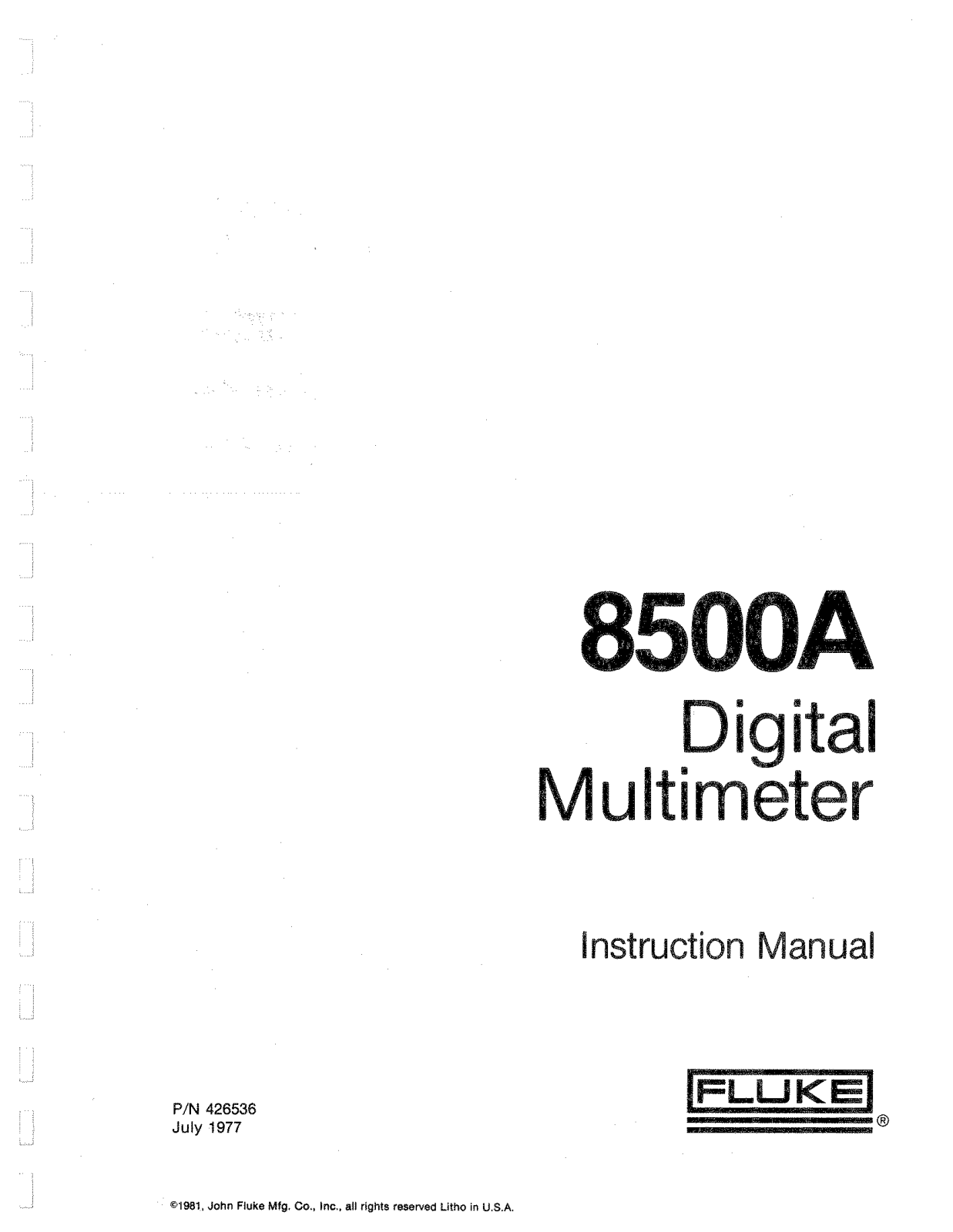 Fluke 8500A Instruction