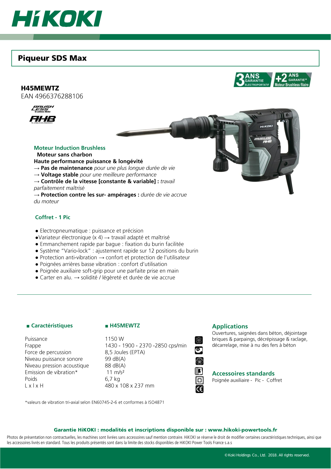 Hikoki H45MEWTZ Specification