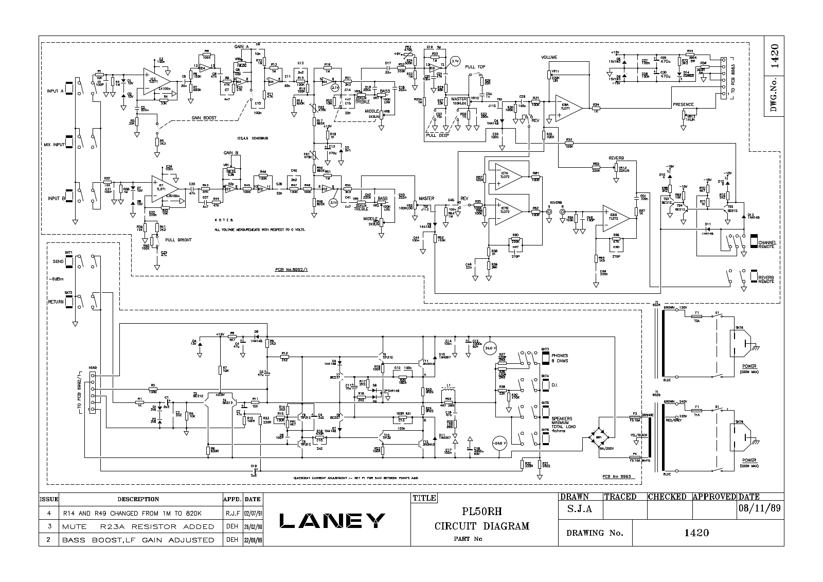 Laney PL50RH Schematic