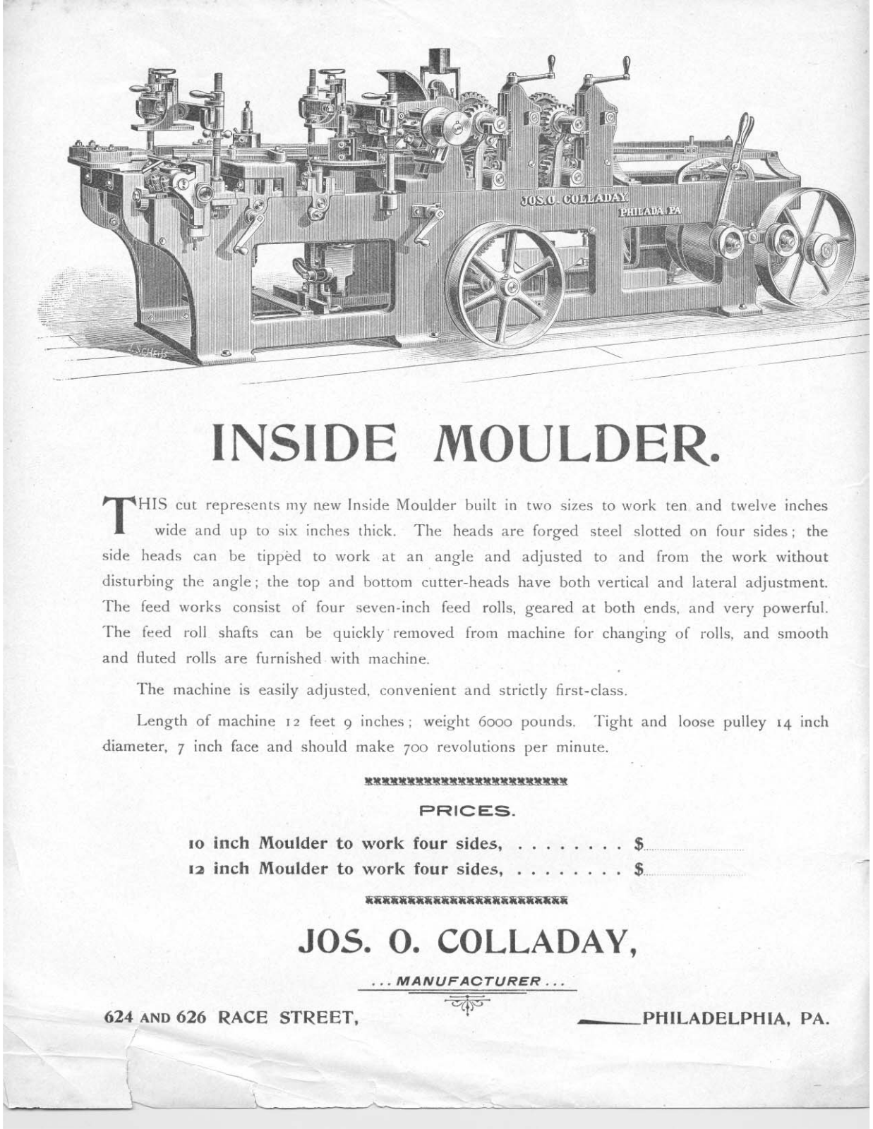 Colladay Machine Works Inside Moulder Other - ManualMachine.com