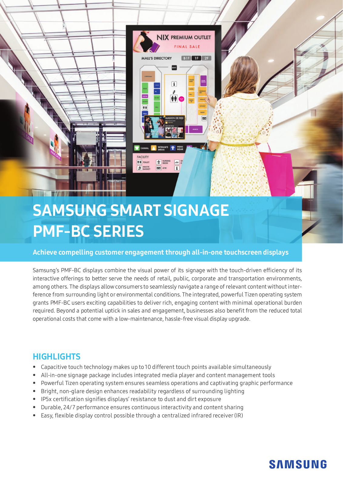 Samsung LH55PMFXTBC/EN Product Data Sheet