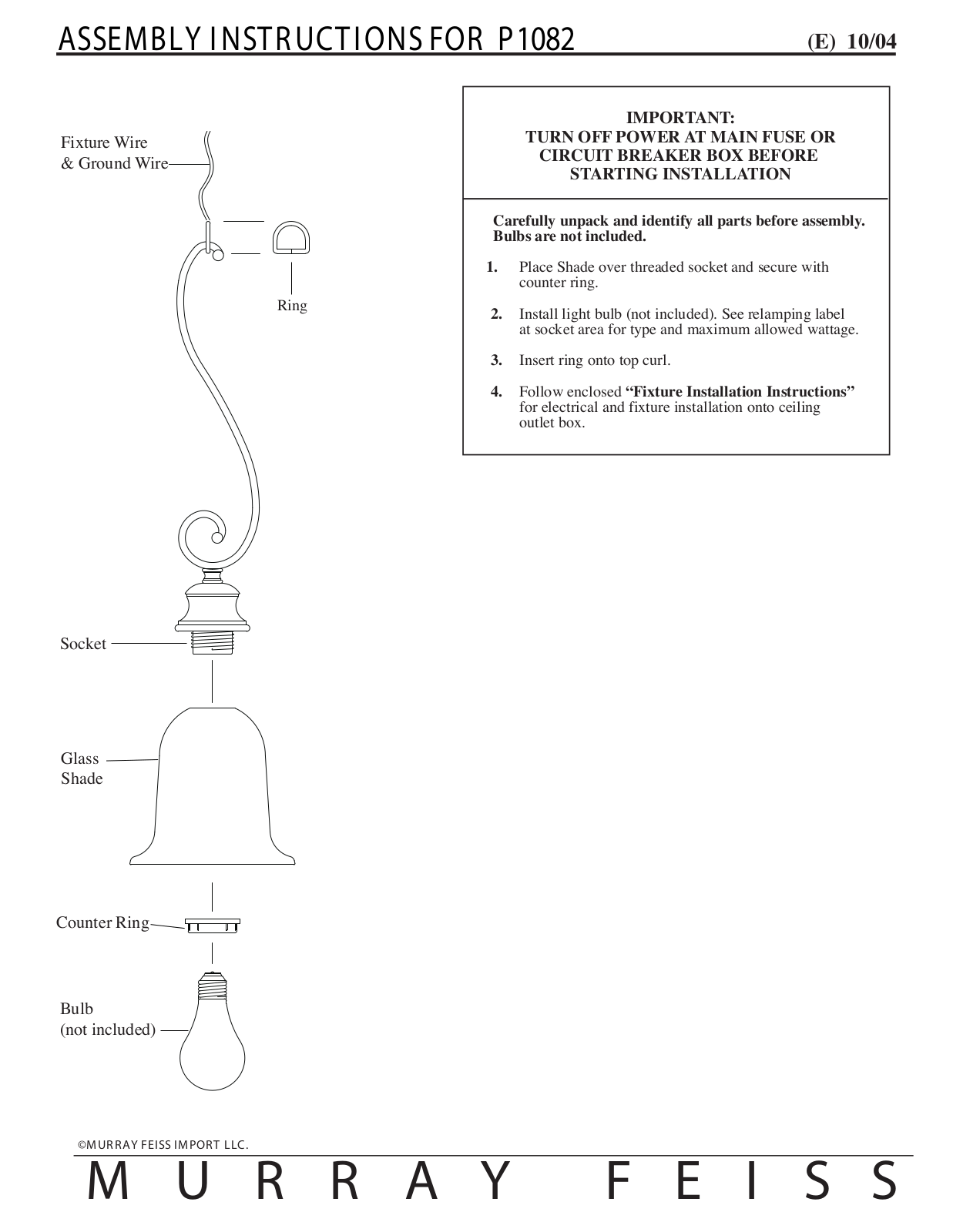 Feiss P1082 User Manual