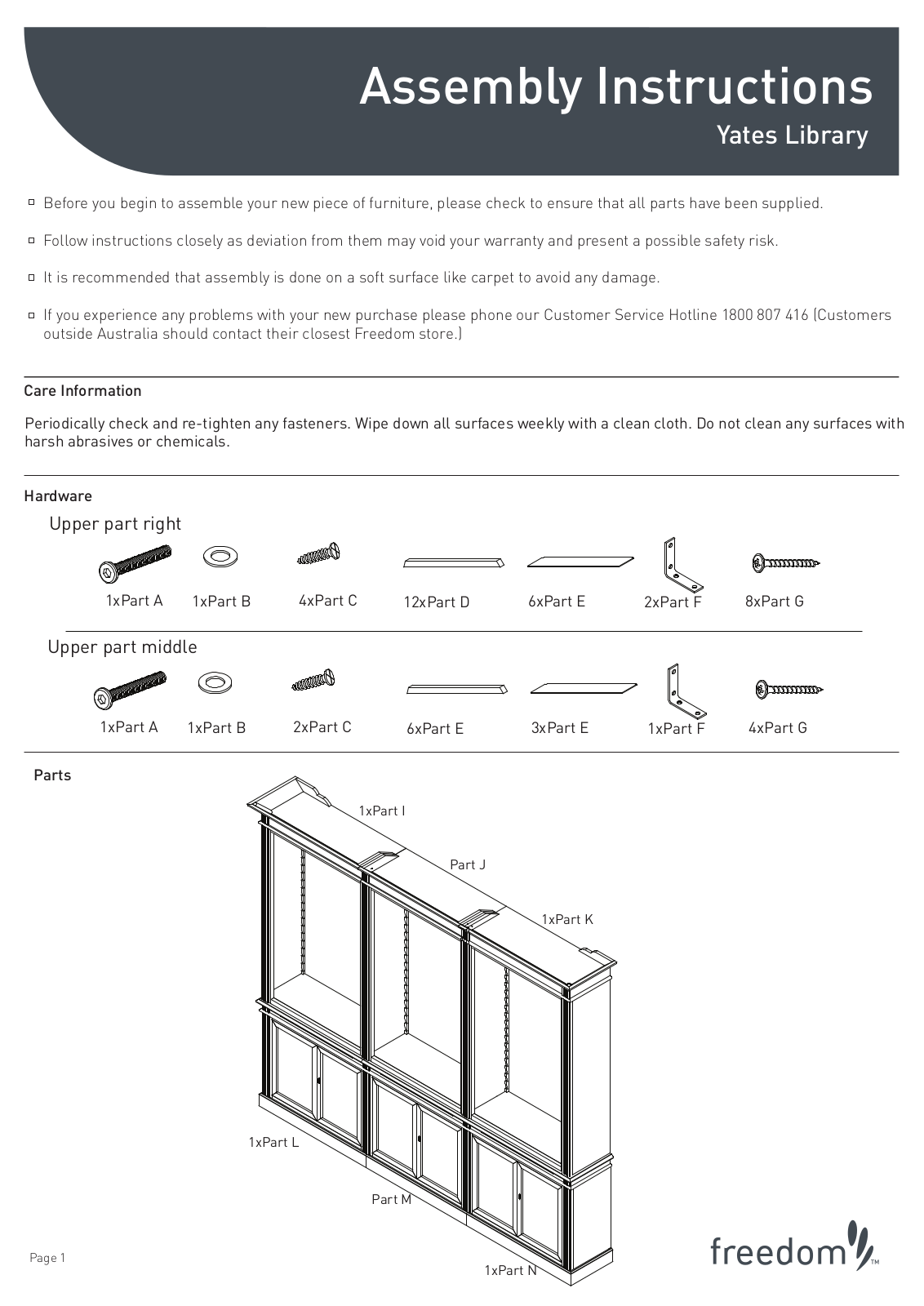 Freedom Yates Library Assembly Instruction