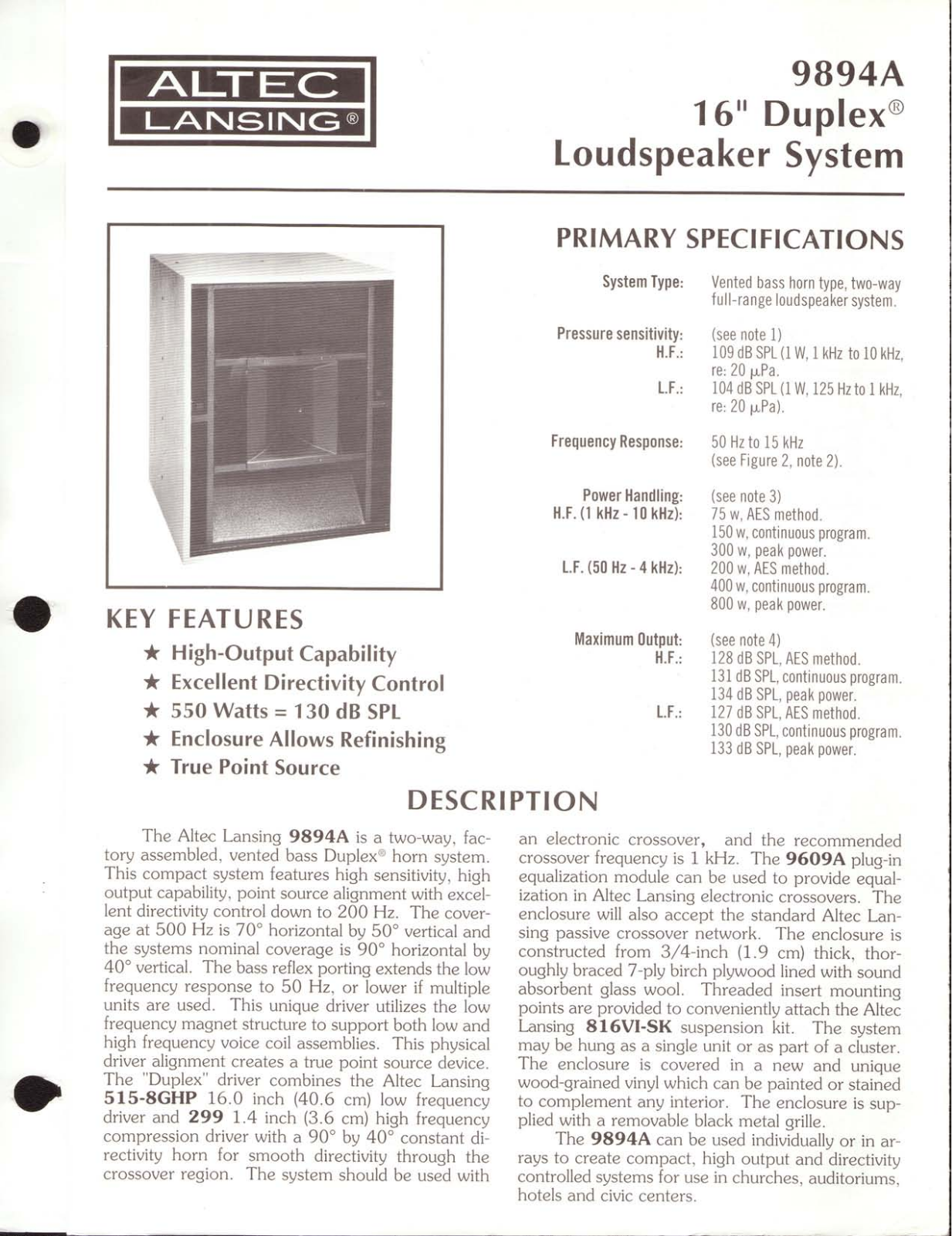 Altec lansing 9894A User Manual