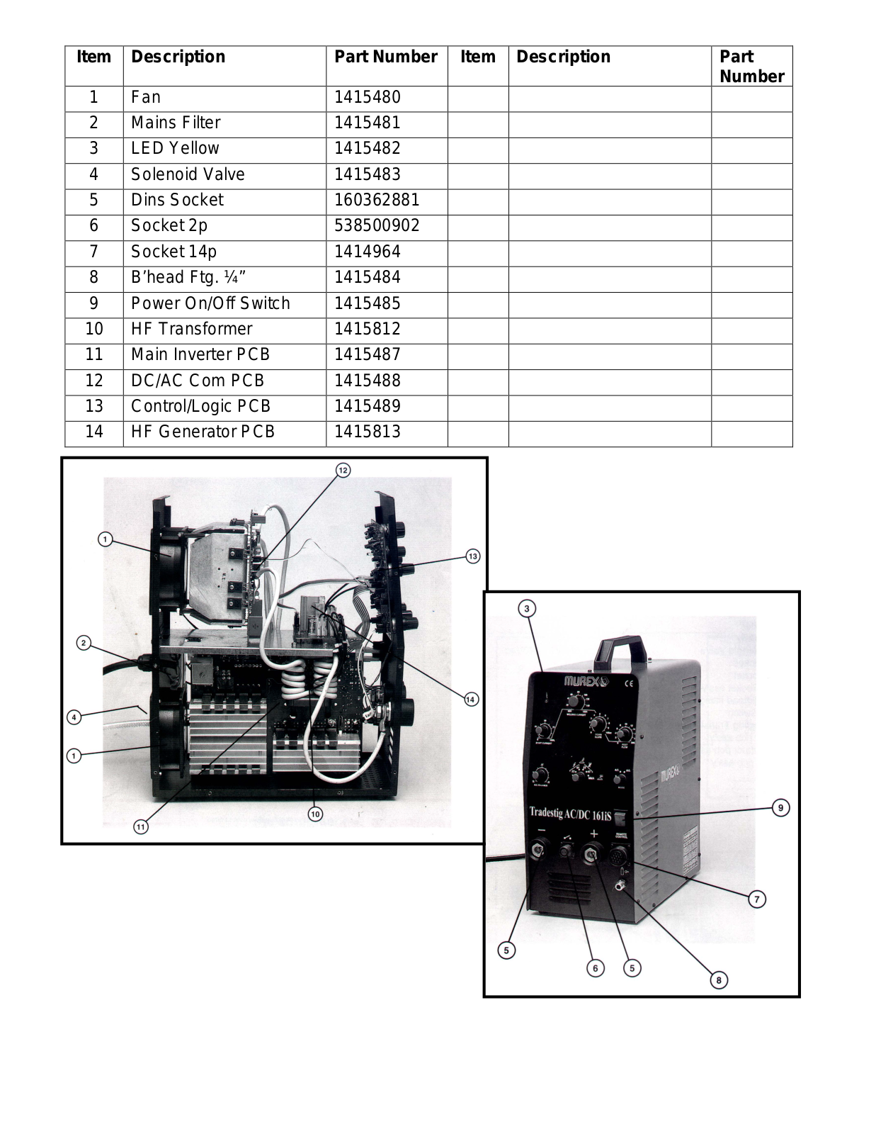 ESAB Transtig AC/DC 161iS Spare parts list (Replacement parts)
