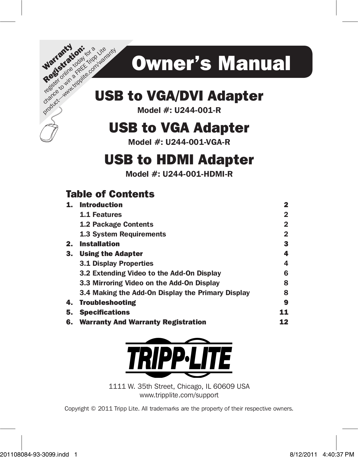 Tripp U244-001-VGA-R User Manual