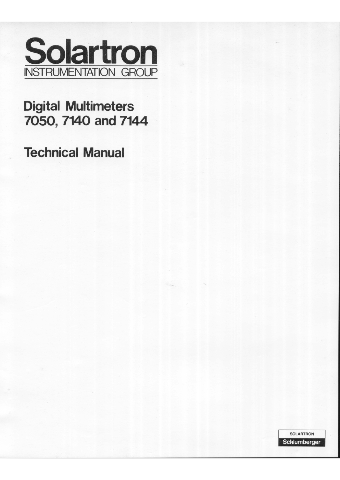 Solartron 7054, 7144, 7140, 7050 Service manual