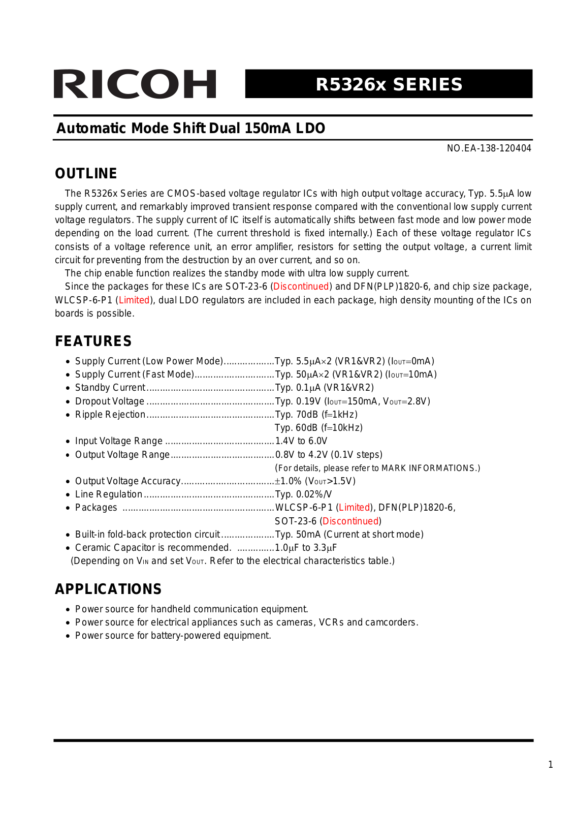 RICOH R5326x Technical data