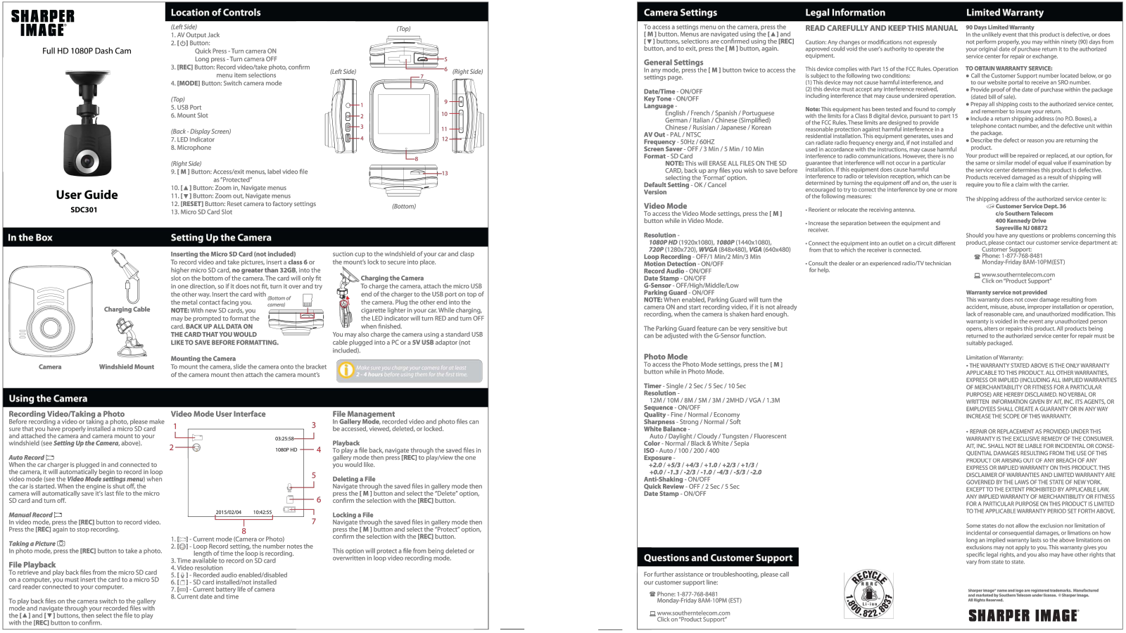 Sharper image SDC301 User Manual