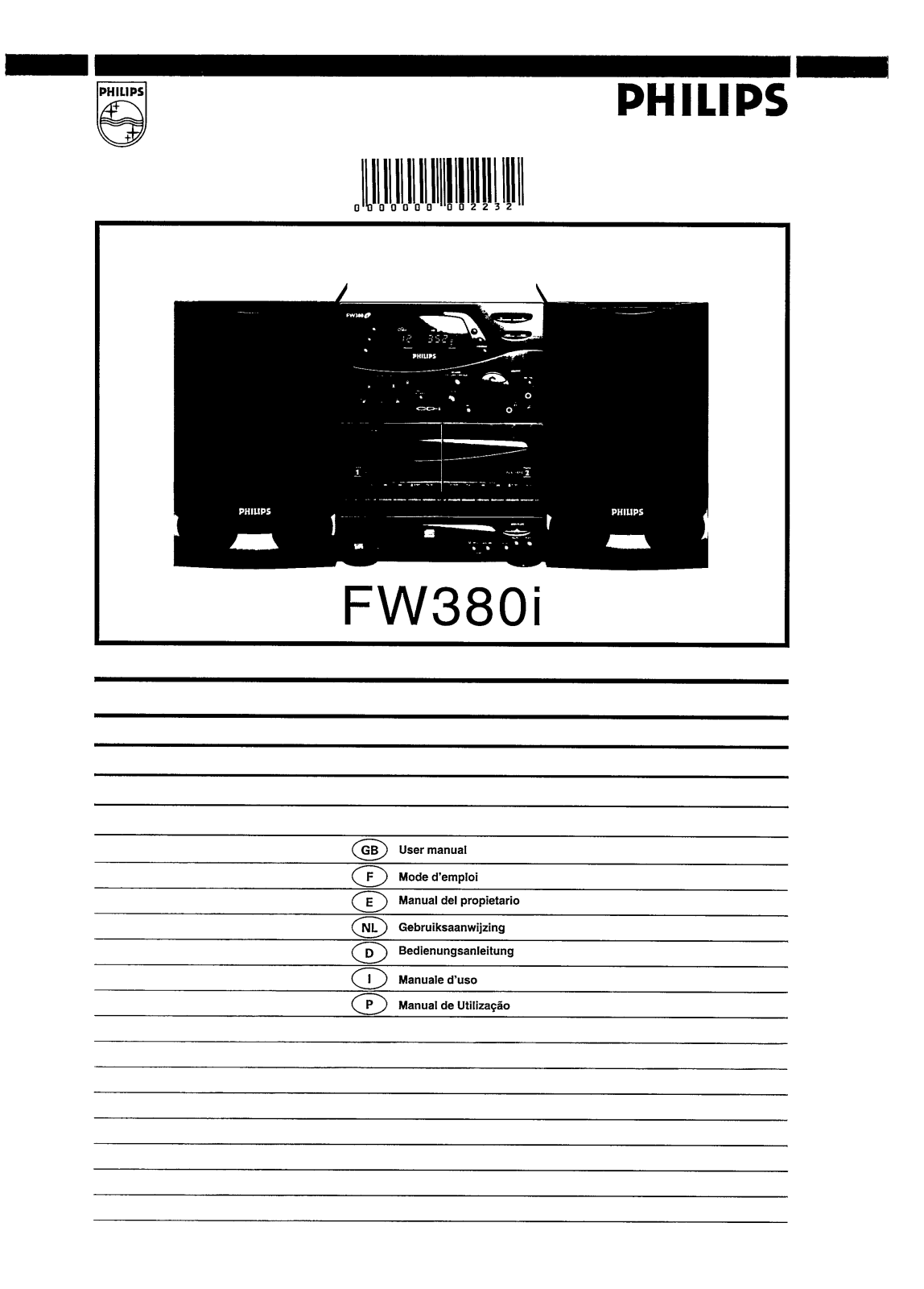 Philips FW380I/00, FW380I/P20, FW380I/P00, FW380I/20N, FW380I/20 User Manual