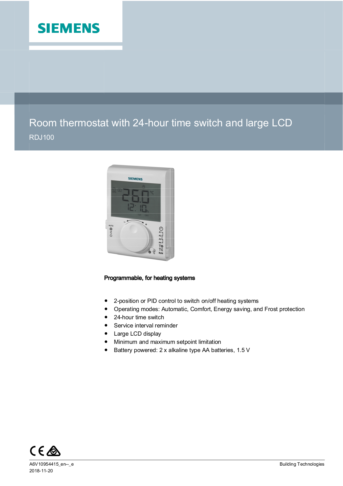 Siemens RDJ100 Programming Instructions Manual